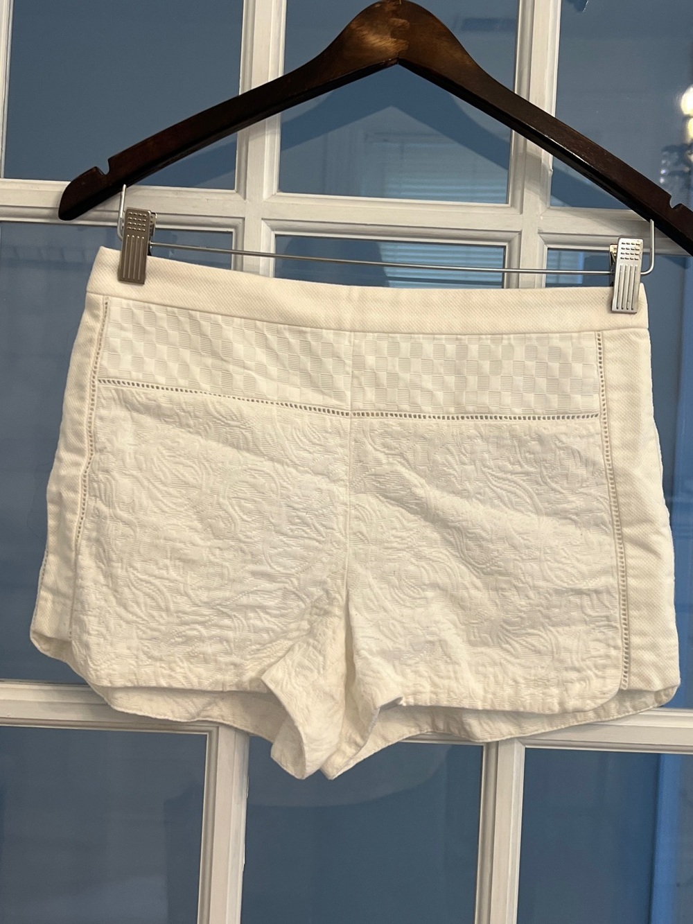 J. CREW Women’s White Textured Jacquard Cotton Shorts Coastal Resort Preppy 00